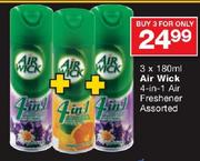 3 x 180ml Air Wick 4-In-1 Air Freshener Assorted