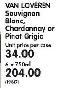 Van Loveren Sauvignon Blanc,Chardonnay Or Pinot Grigio-6x750ml