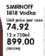 Smironoff 1818 Vodka-12x750ml