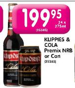 Klippies Cola Premix NRB Or Can-24x275ml
