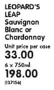 Leopard's Leap Sauvignon Blanc or Chardonnay-6x750ml
