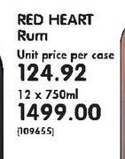 Red Heart Rum-12x750ml