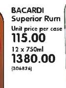 Bacardi Superior Rum-12x750ml