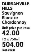 Durbanville Hills Sauvignon Blanc or Chardonnay-12x750ml
