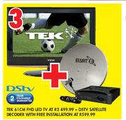 Tek 61cm FHD LED TV + DSTV Satellite Decoder With Free Installation