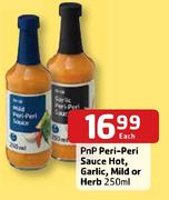 Pnp Peri-Peri Sauce Hot, Garlic, Mild Or Herb-250ml Each