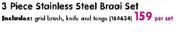 Terrace Leisure 3 Piece Stainless Steel Braai Set-Per Set