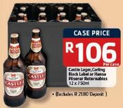 Castle Lager, Carling Black Label Or Hansa Pilsener Returnables-12X750ml 