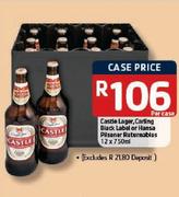 Castle Lager, Carling Black Label Or Hansa Pilsener Returnable-12x750ml