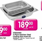 Steelking 4 Piece Stainless Steel Chafing Dish Insert Kit - Per Kit