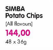 Simba Potato Chips(All Flavours)-48X36g