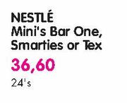 Nestle Mini's Bar One, Smarties Or Tex-24's
