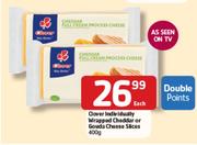 Clover Individually Wrapped Cheddar Or Gouda Cheese slices-400gm Each 