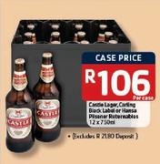 Castle Lager, Carling Black Label Or Hansa Pilsener Returnables-12x750ml Per Case