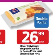 Clover Individually Wrapped Chedder Or Gouda Processed Cheese Slices-400Gm Each