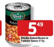 Rhodes Baked Beans In Tomato Sauce-410g