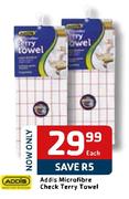 Addis Microfibre Check Terry Towel-Each