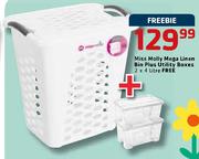 Miss Molly Mega Linen Bin Plus Utility Boxes-2 x 4L Free