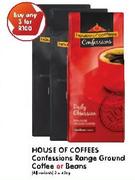 House Of Coffees Confessions Range Ground Coffee Or Beans-3 Pack