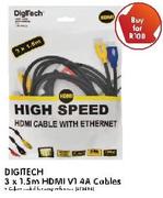 High Speed Digitech 3x1.5m HDMI V1 4A Cables-Each