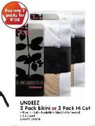 Undeez 3 Pack Bikini Or 3 Pack Hi Cut-2 Packs