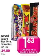 Nestle Mini's Bar One, Smarties or Tex Each