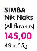 Simba Nik Naks(All Flavours)-48 x 55gm