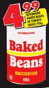 Ritebrand Baked Beans In Tomato Sauce-410gm