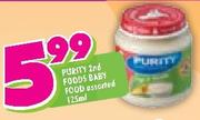 Purity 2nd Foods Baby Food Assorted-125ml