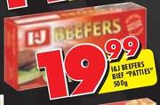 I & J Beefers Bief "Patties"-500gm