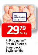 PnP No Name Fresh Chicken Braaipack-5's/8's/16's Per Kg