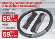 Steering Wheel Cover With 2 Seat Belt Protectors -Per Set
