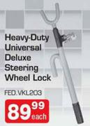 Heavy-Duty Universal Deluxe Steering Wheel Lock-Each