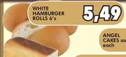 White Hamburger Rolls-6's