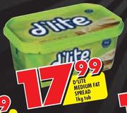 D'Lite Medium Fat Spread-1kg Tub