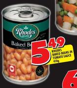 Rhodes Baked Beans In Tomato Sauce-410gm