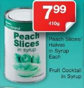 Peach Slices/Halves In Syrup Each - 410g
