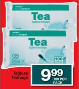 Tagless Teabags-100 Per Pack