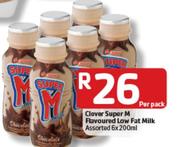 Clover Super M Flavoured Low Fat Milk Assorted-6x200ml Per Pack