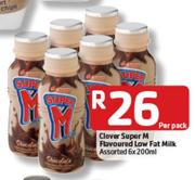Clover Super M Flavoured Low Fat Milk Assorted- 6x200ml Per Pack