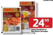 Eskort Breakfast Or Mini Bacon Sausages-375gm Each