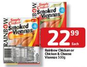 Rainbow Chicken Or Chicken & Cheese Viennas-500gm Each