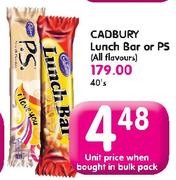 Cadbury Lunch Bar Or PS(All Flovours)-Each