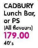 Cadbury Lunch Bar Or PS (All Flavours)-40's