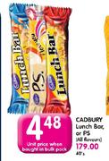 Cadbury Lunch Bar, Or PS(All Flavours)-Each