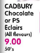 Cadbury Chocolate Or PS Eclairs(All Flavours)-50's