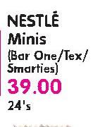 Nestle Minis(Bar One/Tex/Smarties)-24's