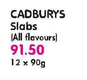Cadburys Slabs(All Flavours)-12x90Gm