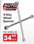 Auto Kraft 4-Way Wheel Spanner(FED.VIC80/4C)-Each