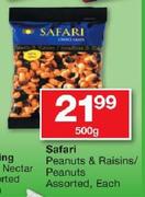 Safari Peanuts & Raisins/Peanuts-500gm Each
